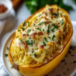 Roasted Spaghetti Squash With Alfredo Sauce and Cheese First Image First Image