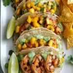 Chipotle Shrimp Tacos with Avocado Crema and Mango Salsa First Image First Image