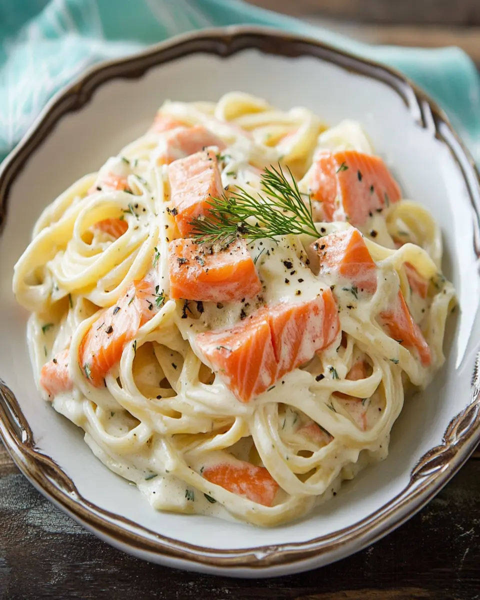 Smoked Salmon Fettuccine Alfredo First Image First Image
